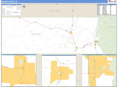 Beaver County, Utah Zip Code Wall Map | Maps.com.com