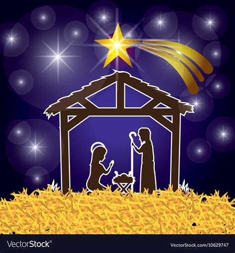 Silhouette manger merry christmas design Vector Image