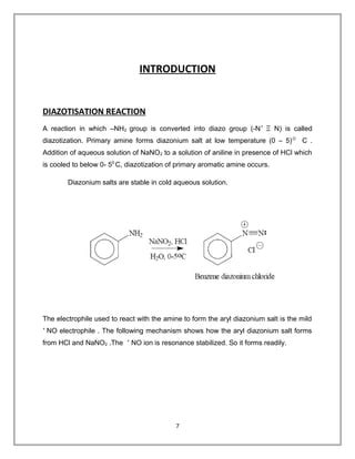 diazotisation reaction and synthesis of azodyes | PDF