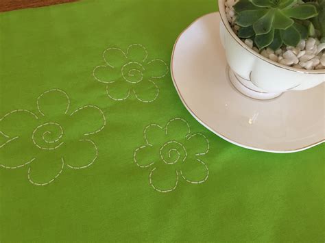 Lime Green Table Runner/flower Design - Etsy Australia