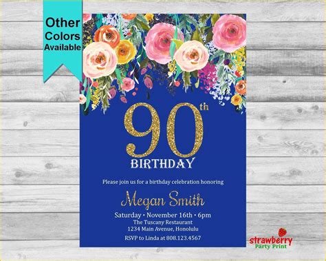 Sample 90th Birthday Invitations