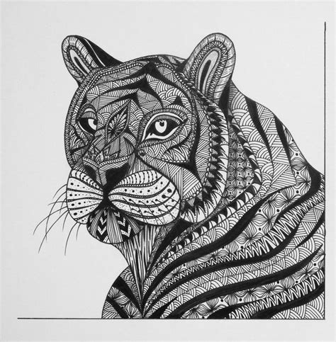 Zentangle Tiger Drawing by David Orozco | Saatchi Art