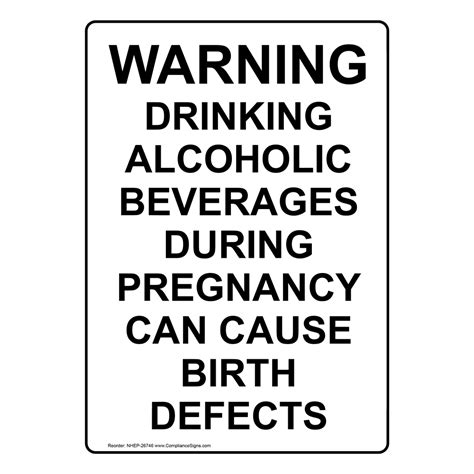 Vertical White Alcoholic Beverages Pregnancy Warning Sign