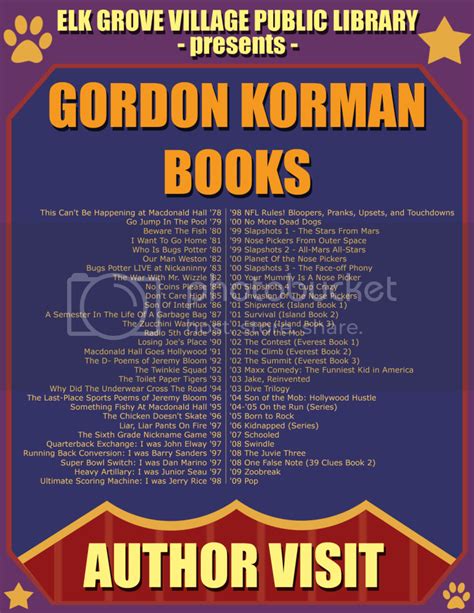 Gordon Korman Books Flier Photo by gemini-graphics | Photobucket