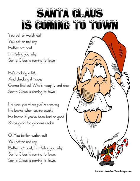 Santa Claus Is Coming To Town Lyrics - Have Fun Teaching