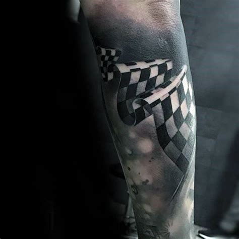 40 Checkered Flag Tattoo Ideas For Men - Racing Designs