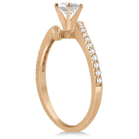 Diamond Accented Bypass Engagement Ring Setting 14K Rose Gold 0.26ct