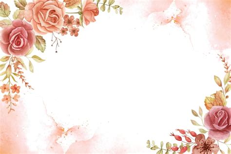 Free Vector | Rose Autumn Watercolor Background Border Pattern