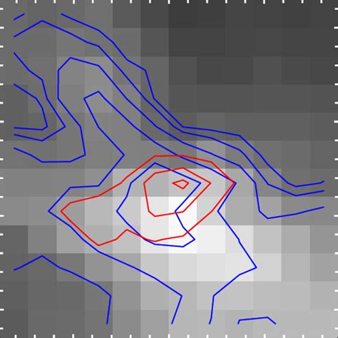 The background image shows the extinction map from 2MASS. Blue and red ...