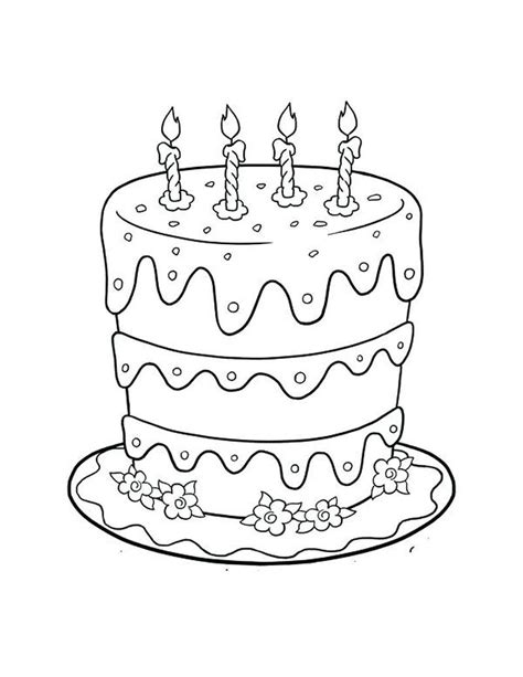 Birthday Cake Coloring Page For Kids - Birthday Cake Coloring Pages Plain Birthday Cake, Happy ...