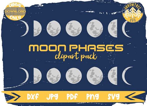 Moon Phases Vector Clipart SVG PNG and JPEG Files - Etsy