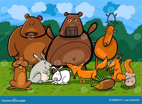 Wild Forest Animals Group Cartoon Illustration Stock Photos - Image: 28804513