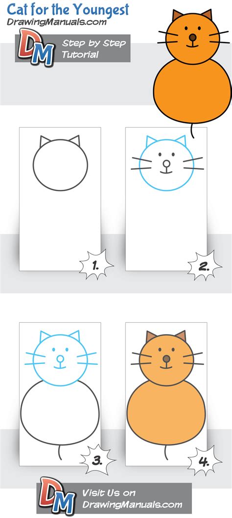 Cat for Kids, Step-by-Step Drawing Tutorial | Drawing for kids, Drawing ...