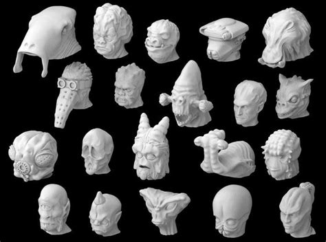 (Legion) Alien Heads Set II by Mel_Miniatures on Shapeways | Shapeways, Miniatures, Legion