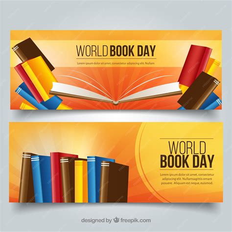 Free Vector | Banners for celebration of world book day