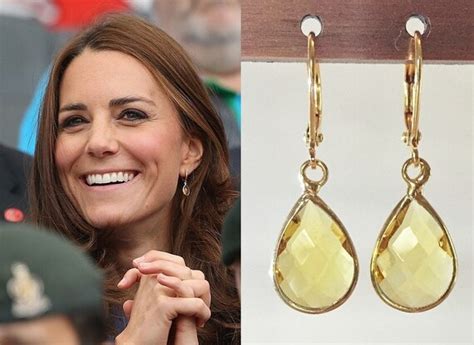 Kate Middleton Citrine Teardrop Earrings Gold or by DBakerJewelry