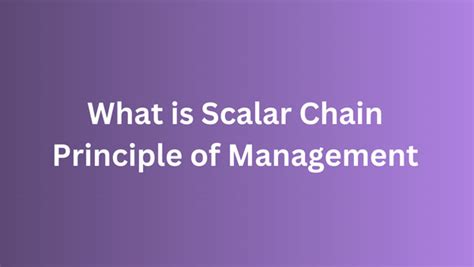 What is the Scalar Chain Principle of Management?