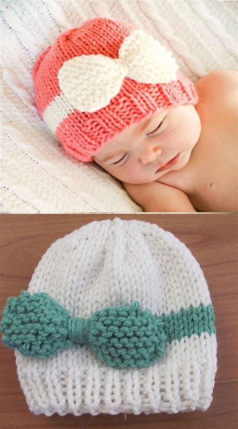 Twenty Something Granny: Knitted Baby Bow Hat.... | Baby hats knitting, Baby knitting patterns ...