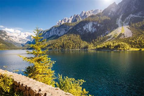 Alpine Lake Vorderer Gosausee. Salzkammergut is a Famous Resort Area ...