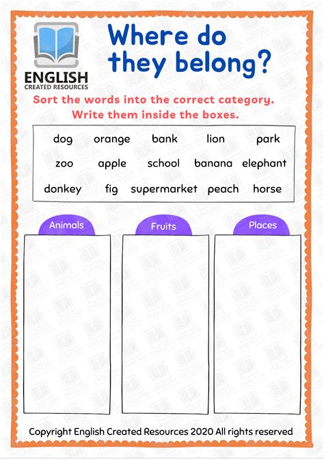 Vocabulary Activities Worksheets - English Created Resources