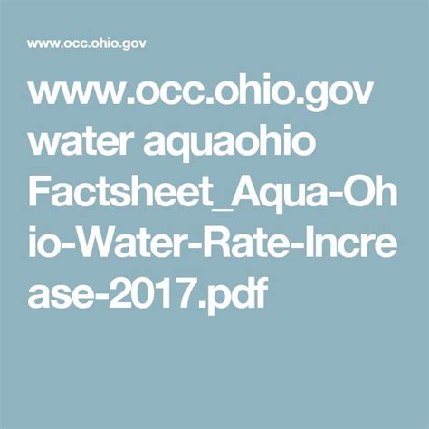 www.occ.ohio.gov water aquaohio Factsheet_Aqua-Ohio-Water-Rate-Increase ...