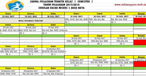 Contoh Jadwal Pelajaran Kelas 1 K13 - IMAGESEE