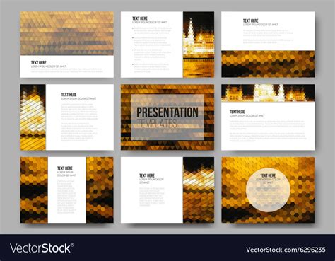 Set of 9 templates for presentation slides night Vector Image