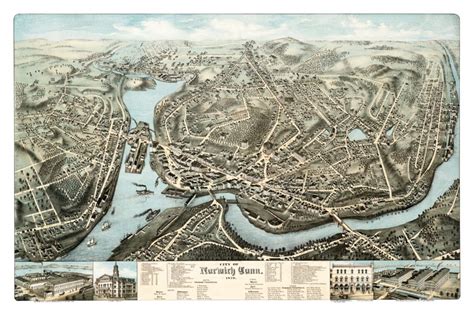 Beautifully restored map of Norwich, CT from 1876 - KNOWOL