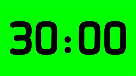 30 Minute Countdown Timer - Green Screen [FREE USE] - YouTube