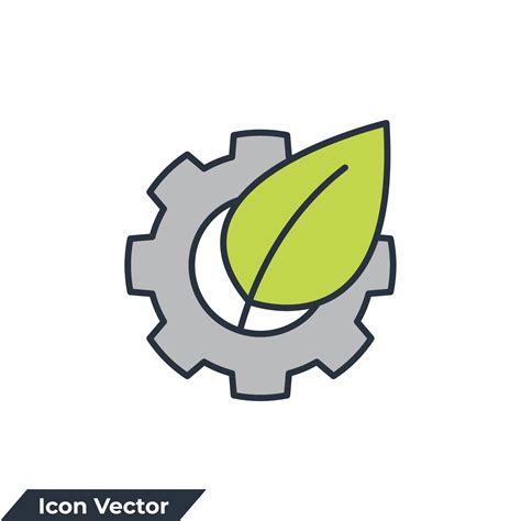 Eco industry. eco friendly green technology icon logo vector illustration. Leaf and gear. green ...