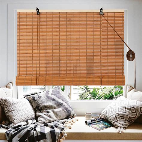 ALIMOO Bamboo Blinds, Bamboo Roll Up Shades for Windows, Light ...