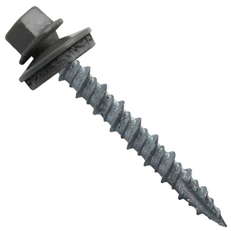 Metal ROOFING SCREWS: Bulk (1000) Screws x 1-1/2ʺ CHARCOAL GRAY Hex Washer Head Metal Roof Screw ...