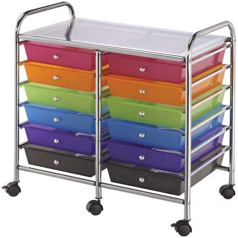 Double Storage Cart W/12 Drawers 25.5"X26"X15.5" Multi Color - Home ...