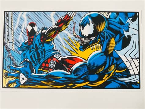 Scarlet Spiderman Vs Venom Comic Book Panel Sticker | Etsy