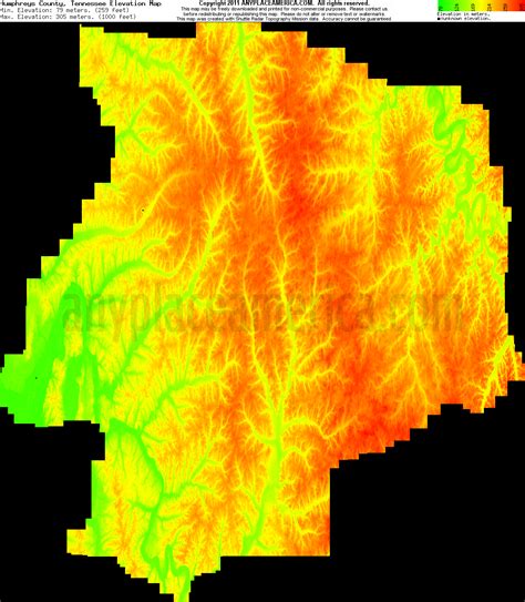 Elevation Topographic Map Of Tennessee