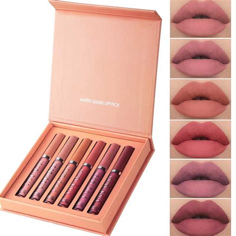 Lipstick 6 Lip Gloss Sets Hot Sexy Colors Liquid Lipstick Waterproof ...