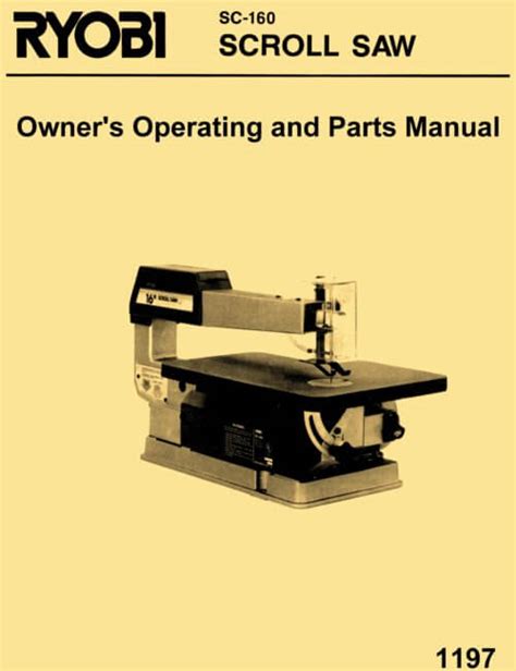 Ryobi 16" Scroll Saw Model SC-160 Owner's Operator's Instruction & Parts Manual | Ozark Tool ...