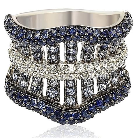 Sterling Silver Sapphire and 6 CTtw Diamond Gladiator Ring - Walmart.com