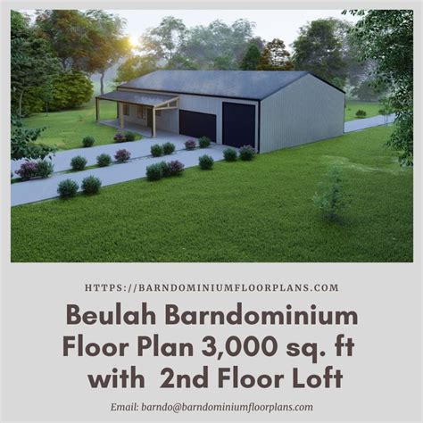 Beulah Barndominium 3D Rendering with 3,000 sq. ft Floor Plan with Second Loft in 2021 ...