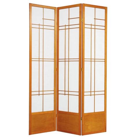 Oriental Furniture 7 Ft Tall Eudes Shoji Screen, Shoji paper, Honey color, 3 panel - Walmart.com ...