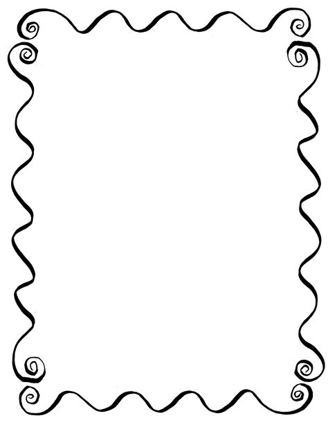 Digital Stamp Design: Hand Drawn Decorative Frame Digital Wavy Swirl Borders Line Art