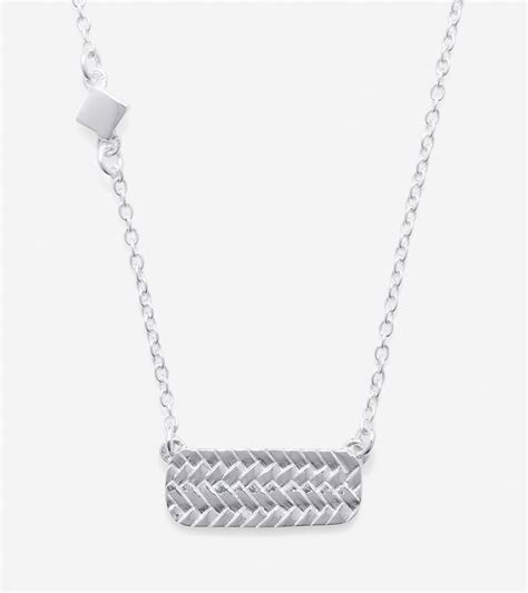 Sterling Silver Basket Weave Bar Necklace | Cole Haan