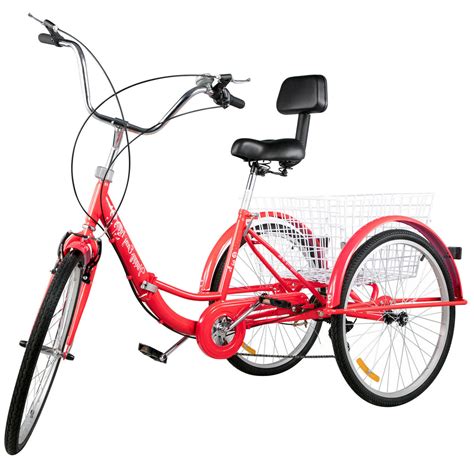 Folding Adult Three Wheel Tricycle Bike With Basket 26"– Zincera