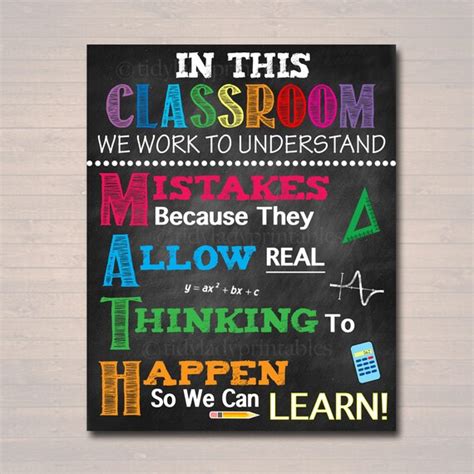 MATH Teacher Classroom Poster Printable Mistakes Math - Etsy