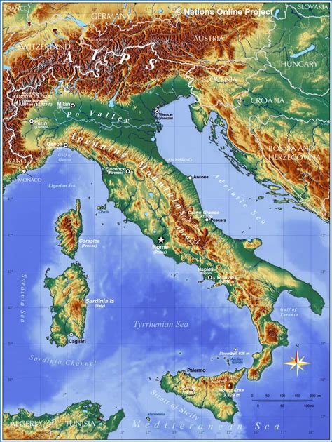 Topographic Map of Italy - Smoke Tree Manor