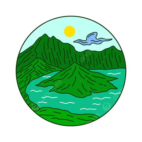 Beautiful Rinjani Mountain In Indonesia Vector Illustration, Mountain ...