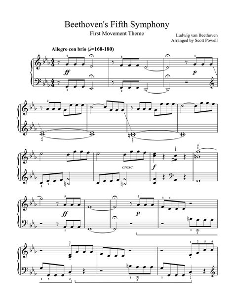 Beethoven's Fifth Symphony: First Movement Theme (for Intermediate ...