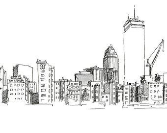 Boston Skyline Drawing at PaintingValley.com | Explore collection of ...