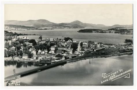 BIRD'S EYE VIEW of Lake Memphremagog and Newport, Vermont RPPC $9.99 ...