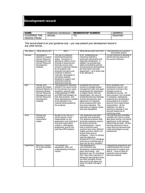 CPD Record Plan Academic Example | PDF | Human Resource Management ...